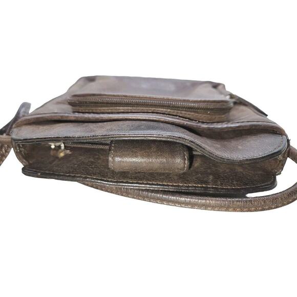 FOSSIL Brown Leather Shoulder Bag Crossbody Organizer Purse Wallet - Picture 9 of 14